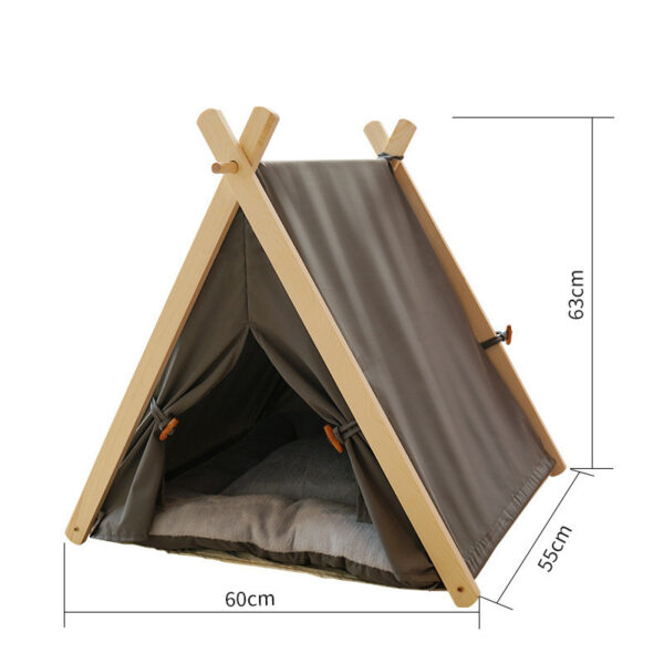 ⁦Pet Tent Cat Litter Removable And Washable Striped Canvas Solid Wood⁩ - الصورة ⁦5⁩