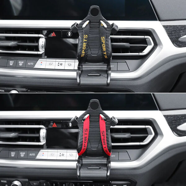 ⁦Racing Seat Shape Car Phone Holder Auto Air Vent Mobile Phone Clip 360 Degree Rotatable Car Cellphone Rack For Car Interior⁩ - الصورة ⁦2⁩