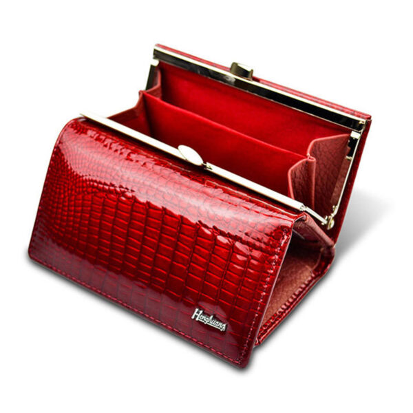 ⁦Fashion Snap Button Women's Cowhide Patent Leather Wallet⁩ - الصورة ⁦6⁩