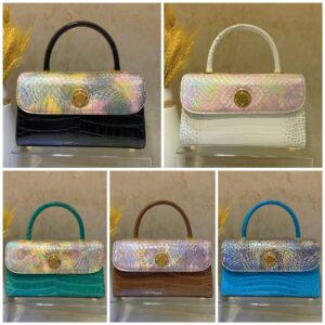 Python Leather Pouch Handbag Genuine