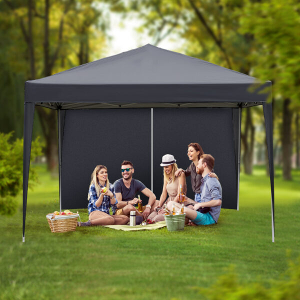 10x10ft Dark Grey 4 Sides-2 Doors, 2 Windows, Folding Shed, Oxford Cloth, Sprayed Iron Pipe, Portable - Image 2