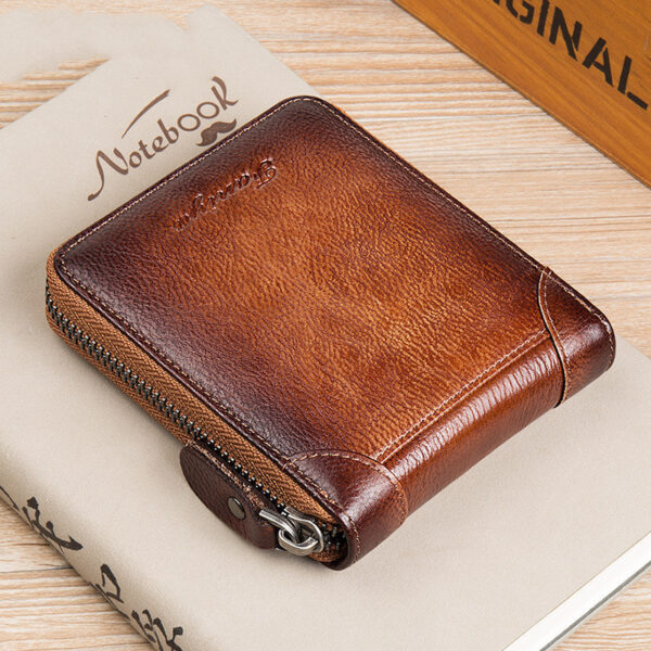⁦First Layer Cowhide Zipper Card Holder Driver's License Wallet Wallet⁩ - الصورة ⁦4⁩