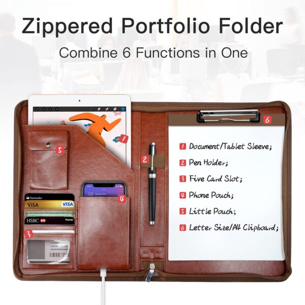 Zipper Buggy Bag Leather Planning Loose-leaf Envelope Storage Bag - Image 7