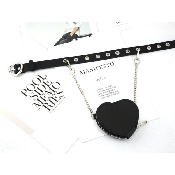 ⁦Mini Love Heart Belt Small Waist Bag Detachable Belt Decoration Bag⁩ - الصورة ⁦4⁩