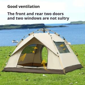 4-Person Waterproof Camping Tent - Durable, Portable & Spacious Shelter With Zipper Closure For Hiking, Fishing, Hunting & Outdoor Adventures - Golden, Fiberglass Poles, Oxford Fabric, Easy Setup & Ca