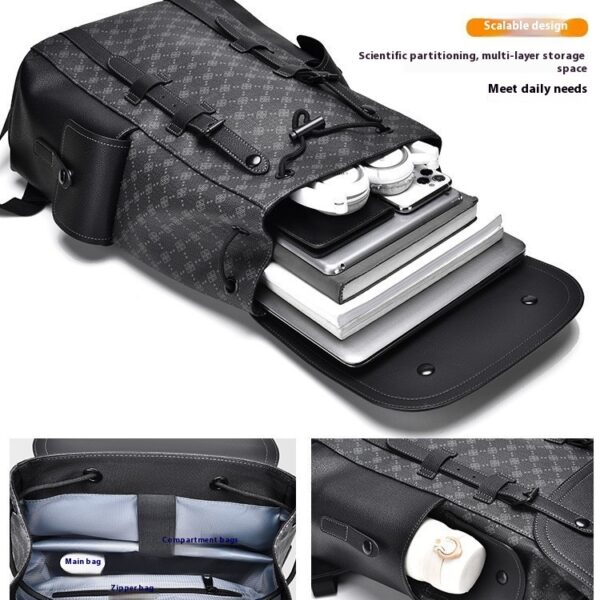Curved Shoulder Strap New Men's Casual Business Travel Backpack - Image 9