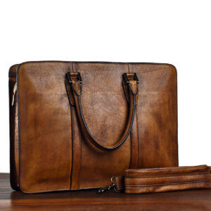 New Men's Handbag Vegetable Tanned Leather Retro Horizontal