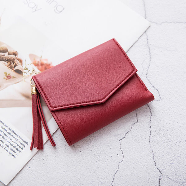 ⁦Short Women's Korean-style Tassel Small Wallet Simple Square Women's Coin Purse⁩ - الصورة ⁦10⁩