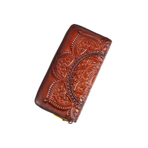 ⁦Ladies Leather Embossed Long Clutch Wallet⁩ - الصورة ⁦5⁩