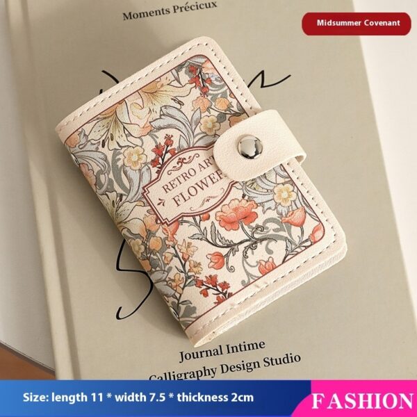 ⁦Women's Flower Oil Painting Retro Style Large Capacity Card Holder⁩ - الصورة ⁦9⁩