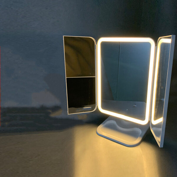Trifold Makeup Mirror With Light 68 LED Vanity Mirrors 10X Magnifying 180Rotation - Image 2