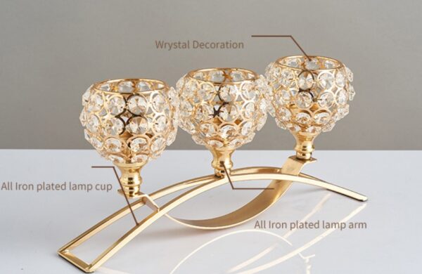 ⁦Crystal Candle Holder Amazon Geometric Wrought Iron Candle Holder Ornaments⁩ - الصورة ⁦5⁩