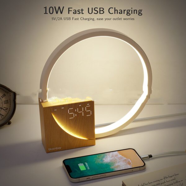 ⁦Bedside Lamp Touch Table Lamp With Natural Sounds, Desk Lamp With Alarm Clock, Touch Control 3 Levels Brightness Home Decor⁩ - الصورة ⁦4⁩