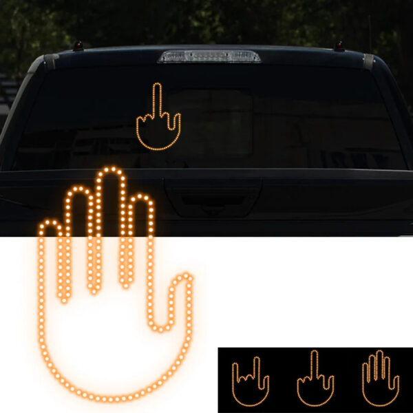 ⁦Funny New LED Illuminated Gesture Light Car Finger Light With Remote Road Rage Signs Middle Finger Gesture Light Hand Lamp⁩ - الصورة ⁦2⁩