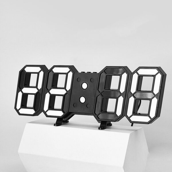 ⁦3D Remote Control Black LED Electronic  Hung And Can Stand Wall Clock⁩ - الصورة ⁦5⁩