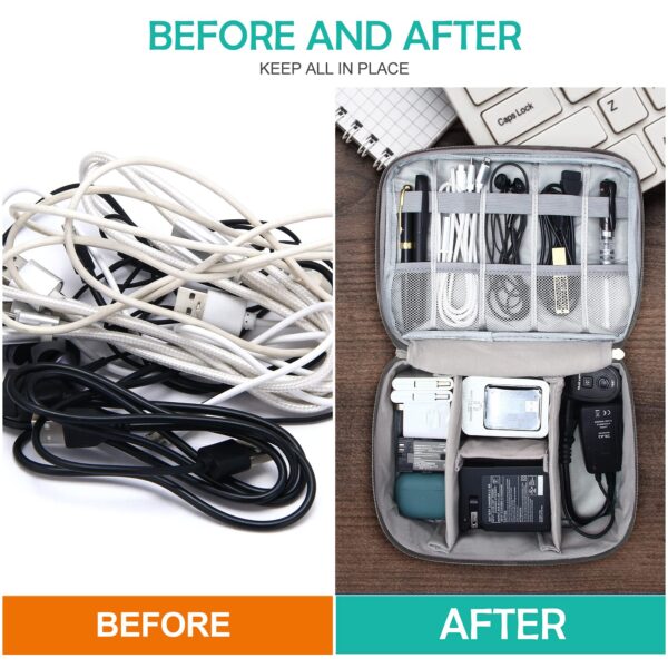 ⁦Electronics Organizer Travel Cable Organizer Bag Waterproof Portable Digital Storage Bag Electronic Accessories Case Cable Charger Organizer Case⁩ - الصورة ⁦8⁩