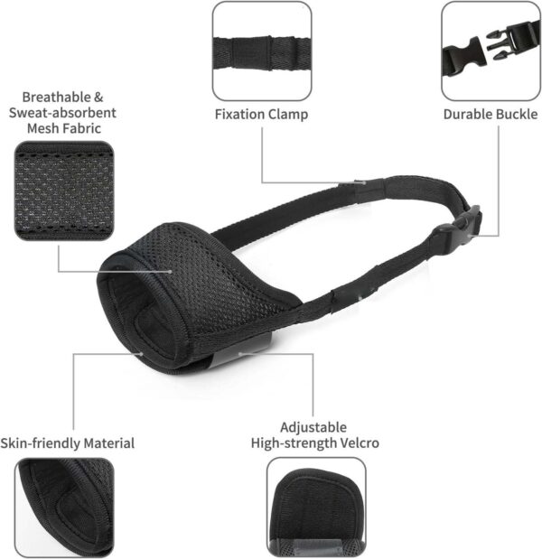 Dog Muzzle For Large Medium Small Dogs Mesh Muzzle For Dog To Prevent Biting Chewing Licking Eating Soft Dog Muzzle With Front Opening Design For Drinking Panting - Image 3