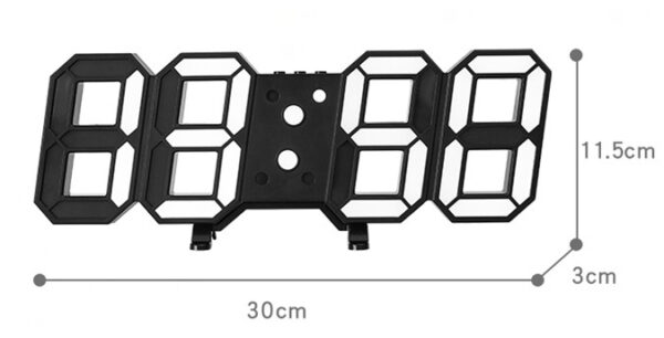 ⁦3D Remote Control Black LED Electronic  Hung And Can Stand Wall Clock⁩ - الصورة ⁦6⁩