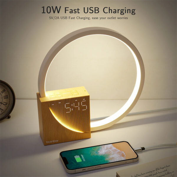 ⁦Bedside Lamp Touch Table Lamp With Natural Sounds, Desk Lamp With Alarm Clock, Touch Control 3 Levels Brightness Home Decor⁩ - الصورة ⁦5⁩