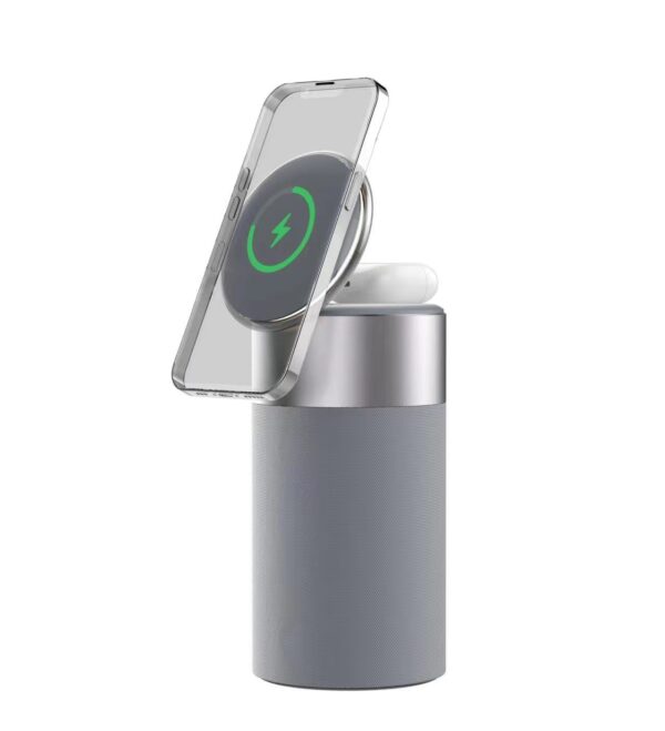 ⁦3 In 1 Multi-Function IPhone And AirPods Wireless Charger Portable Bluetooth Speaker With Touch Lamp For Home And Office⁩ - الصورة ⁦7⁩