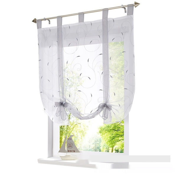 ⁦Embroidered Pastoral Adjustable Curtain Rod Ribbon Roman Window Screen⁩ - الصورة ⁦3⁩