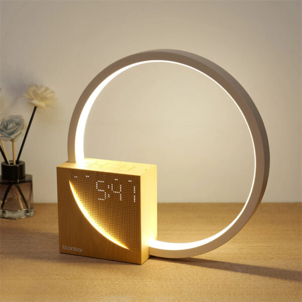 ⁦Bedside Lamp Touch Table Lamp With Natural Sounds, Desk Lamp With Alarm Clock, Touch Control 3 Levels Brightness Home Decor⁩ - الصورة ⁦2⁩