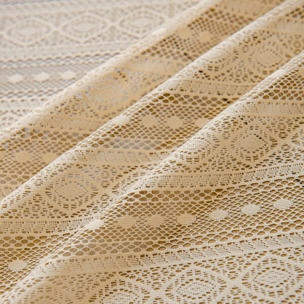 ⁦Wood Color Lace Mesh Curtains Living Room Bedroom⁩ - الصورة ⁦2⁩