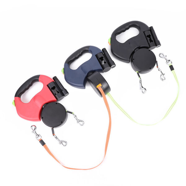 ⁦Retractable Dog Leash For Small Dogs Reflective Dual Pet Leash Lead 360 Swivel No Double Dog Walking Leash With Lights Pet Products⁩ - الصورة ⁦9⁩