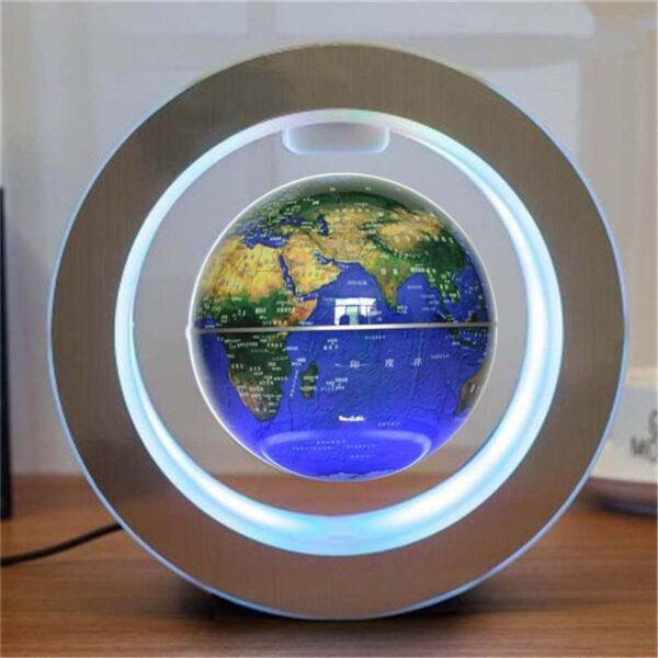 ⁦Round LED World Map Floating Globe Magnetic Levitation Light Anti Gravity Magic⁩ - الصورة ⁦2⁩