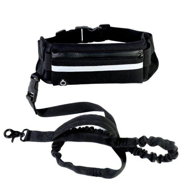 ⁦Hands Free Dog Leash Pet Walking And Training Belt With Shock Absorbing Bungee Leash For Up To 180lbs Large Dogs Phone Pocket And Water Bottle Holder⁩ - الصورة ⁦3⁩