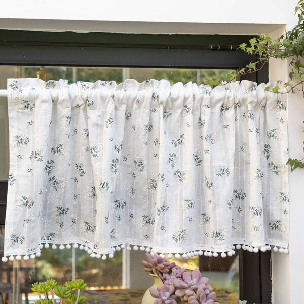 ⁦Tassel Curtain Kitchen Short Curtain Floating Window Coffee Curtain⁩ - الصورة ⁦2⁩