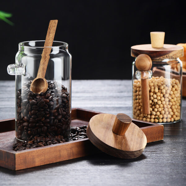 Glass Coffee Jars With Spoons, Candy Jars, Biscuit Jars, Storage Jars, Tea Jars