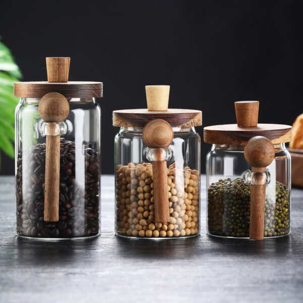 Glass Coffee Jars With Spoons, Candy Jars, Biscuit Jars, Storage Jars, Tea Jars