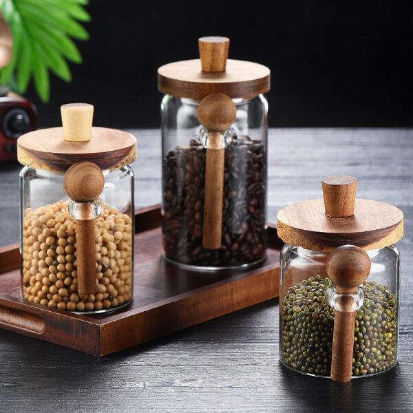 Glass Coffee Jars With Spoons, Candy Jars, Biscuit Jars, Storage Jars, Tea Jars